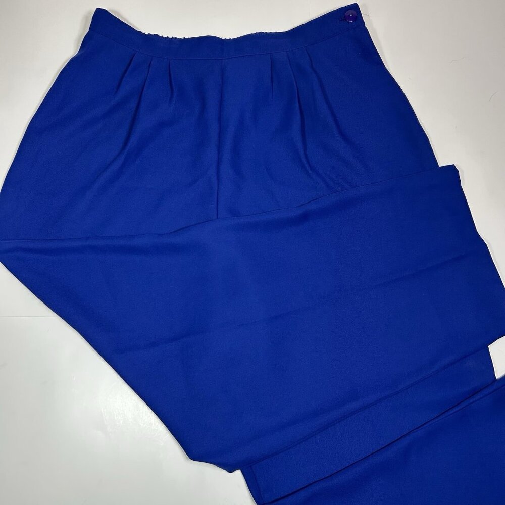 Vtg Kensington Square Women Pants Royal Blue Pleated Front Tapered Leg Sz XLT